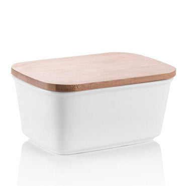 Ceramic French Butter Dish with Bamboo Lid