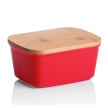 Ceramic French Butter Dish with Bamboo Lid
