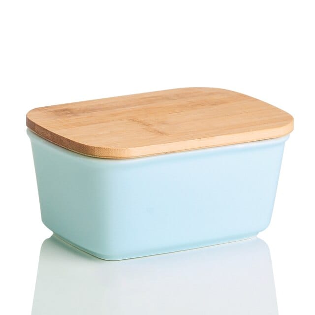 Ceramic French Butter Dish with Bamboo Lid