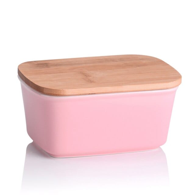 Ceramic French Butter Dish with Bamboo Lid