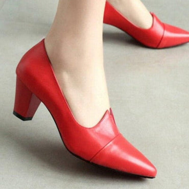 Pu Leather Slip on Pointed Toe High Heel