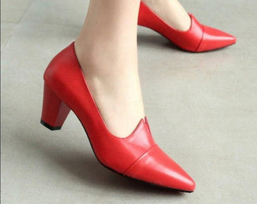 Pu Leather Slip on Pointed Toe High Heel