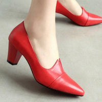 Pu Leather Slip on Pointed Toe High Heel