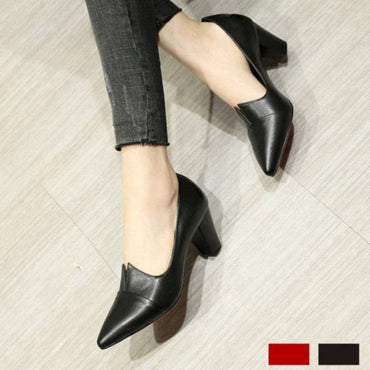 Pu Leather Slip on Pointed Toe High Heel