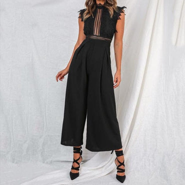 Sexy Sleeveless Backless Ruffled Jumpsuit For Women Elegant Hollow Out Womens Long Jumpsuits 2021 Autumn Romper Casual Overalls - east2cart.uk