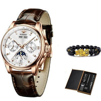 OUPINKE Men Mechanical Watch Luxury Automatic Watch Leather Sapphire Waterproof Sports Moon Phase Wristwatch Montre homme - east2cart.uk