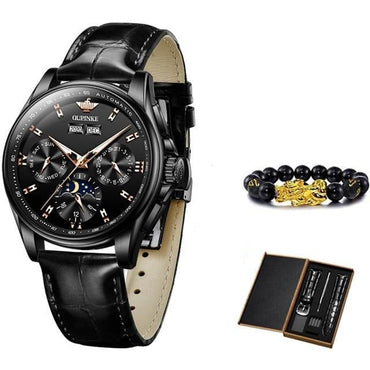 OUPINKE Men Mechanical Watch Luxury Automatic Watch Leather Sapphire Waterproof Sports Moon Phase Wristwatch Montre homme - east2cart.uk