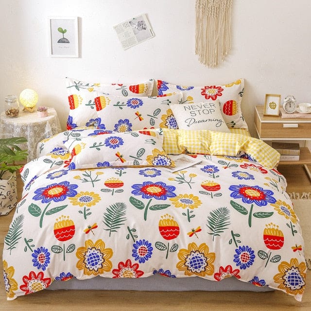 Nordic Lattice Duvet Cover 240x220 Pillowcase Printed Bedding Set Single Double Queen King Size Bed Sheet Quilt Sets Bedclothes - east2cart.uk