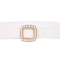 NEW Elastic Wide Belt Stretch pearl alloy gold square buckle Cummerband Lady party black Waistbands for dress Waist Seal Women - east2cart.uk