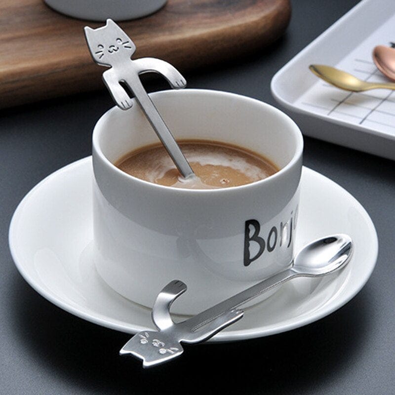 8pcs Stainless Steel Cat Tea Spoon