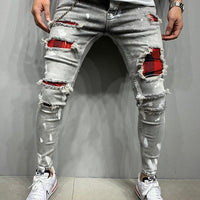 Men's Slim-Fit Ripped Painted Jeans - east2cart.uk