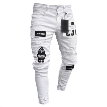 Men's Slim-Fit Ripped Painted Jeans - east2cart.uk