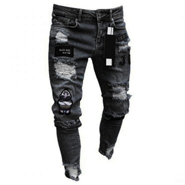 Men's Slim-Fit Ripped Painted Jeans - east2cart.uk