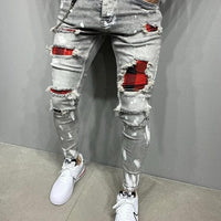 Men's Slim-Fit Ripped Painted Jeans - east2cart.uk