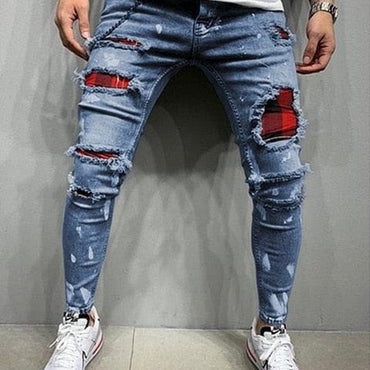 Men's Slim-Fit Ripped Painted Jeans - east2cart.uk