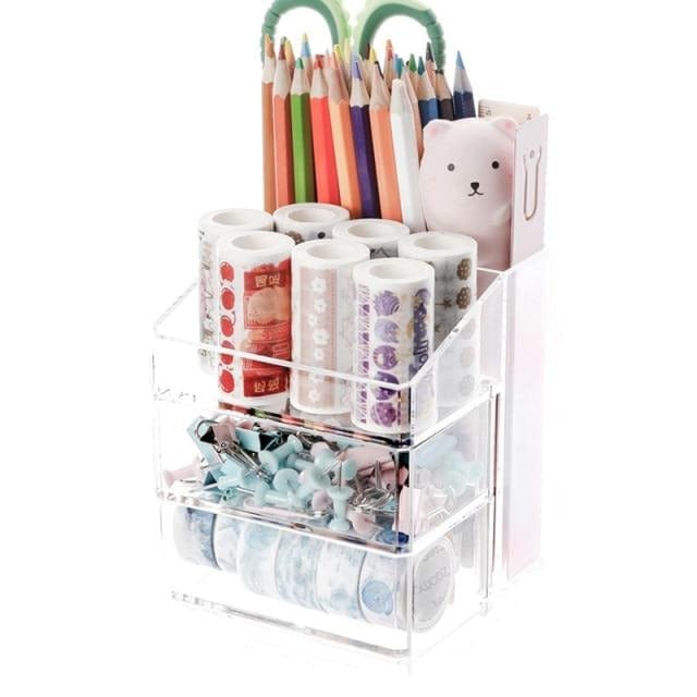 Large Capacity Pencil Storage Case Container Makeup Organizer Box Desktop Sundries Storage Box Stationery Box School - east2cart.uk