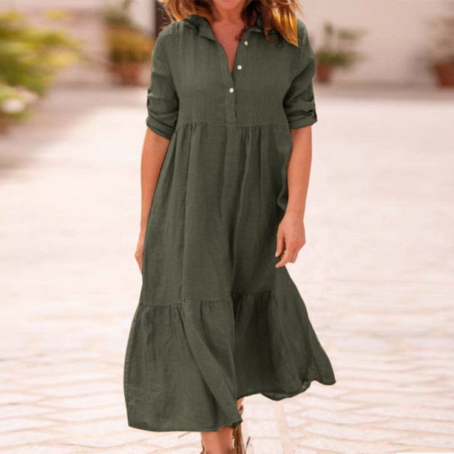 Ladies Long Linen Maxi Dress - east2cart.uk