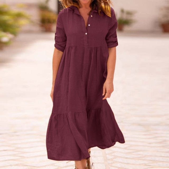 Ladies Long Linen Maxi Dress - east2cart.uk