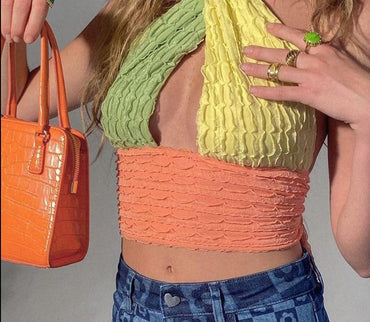 Patchwork Knit Crop Top - east2cart.uk