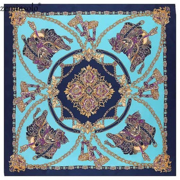 Luxury Brand 100% Twill Silk Scarf Square 130*130cm Scarf Scarves New Design Print Kerchief Women Neck Shawl Wraps Echarpe Hijab - east2cart.uk