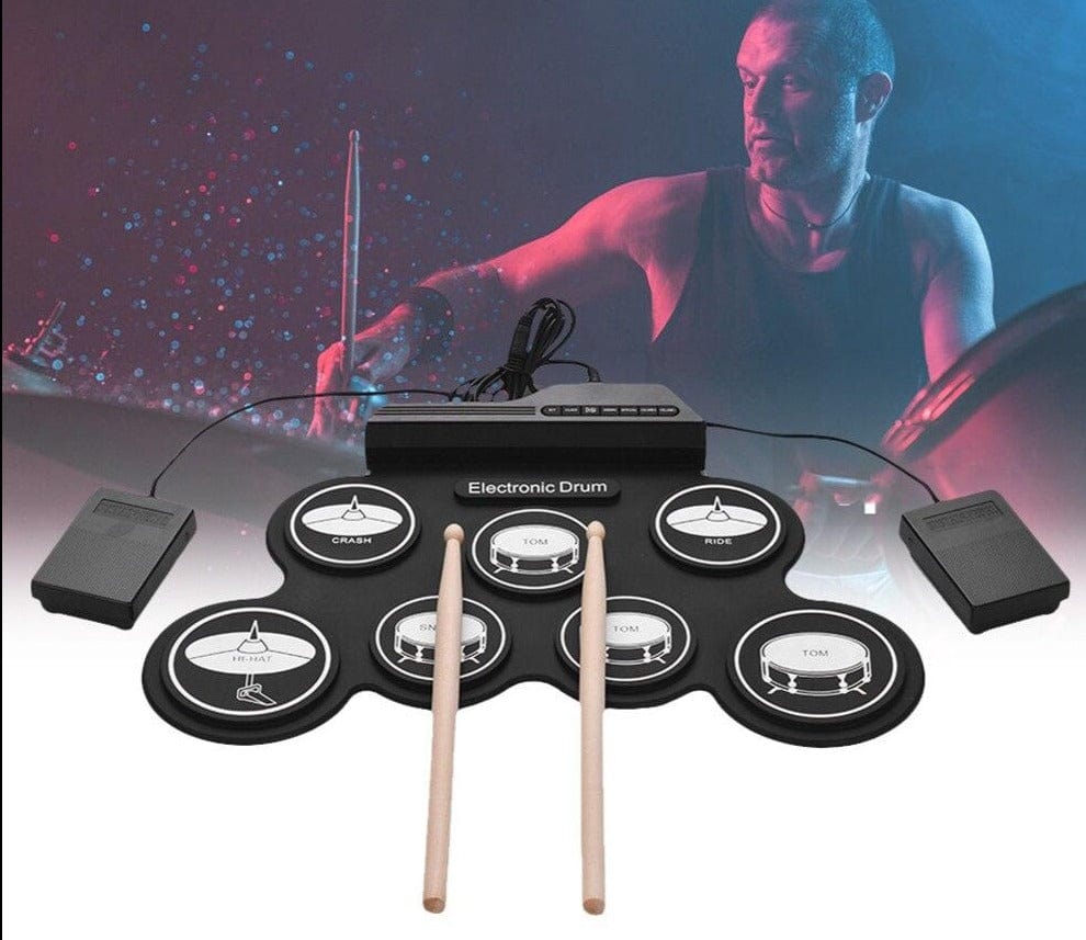 USB Electronic Drum Set With Drumsticks 7 Pads Portable Roll Up Silicone Drum for Music Lovers Playing Accessories - east2cart.uk