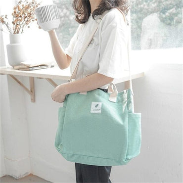 Ladies Canvas Shoulder Tote Bag - east2cart.uk