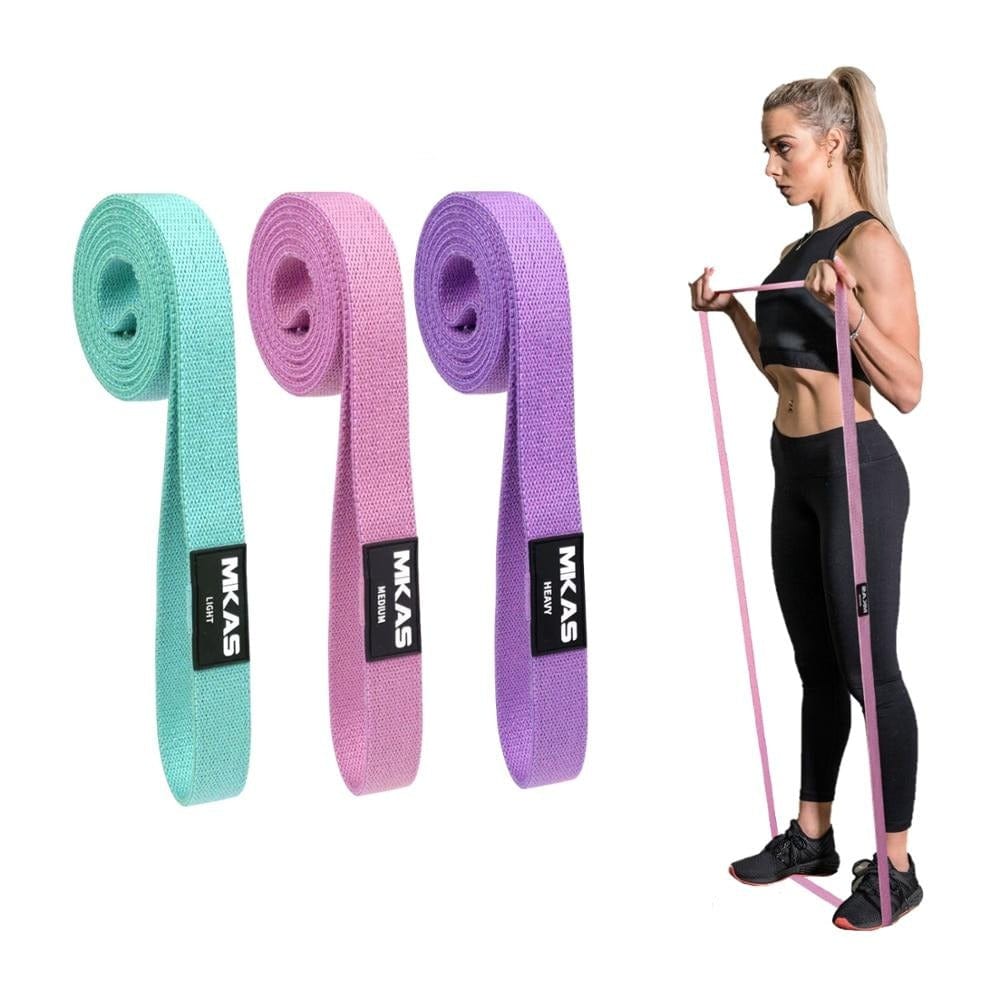 MKAS Fitness Long Resistance Bands Workout Fabric Set Exercise Elastic Booty Bands For Pull Up Woman Assist 3-Piece Leg - east2cart.uk