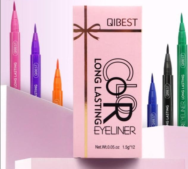 QIBEST Eyeliner Set Colored Eye Liner Waterproof 12 Colors Long Lasting Eyes Pen Cosmetics Kit Fast Dry Makeup Eyeliner Pencil - east2cart.uk