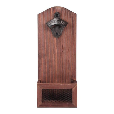 Vintage Wall Mounted Bottle Opener Creative American Metal Retro Wood Beer Corkscrew High Quality Kitchen Tool Home Decoration - east2cart.uk