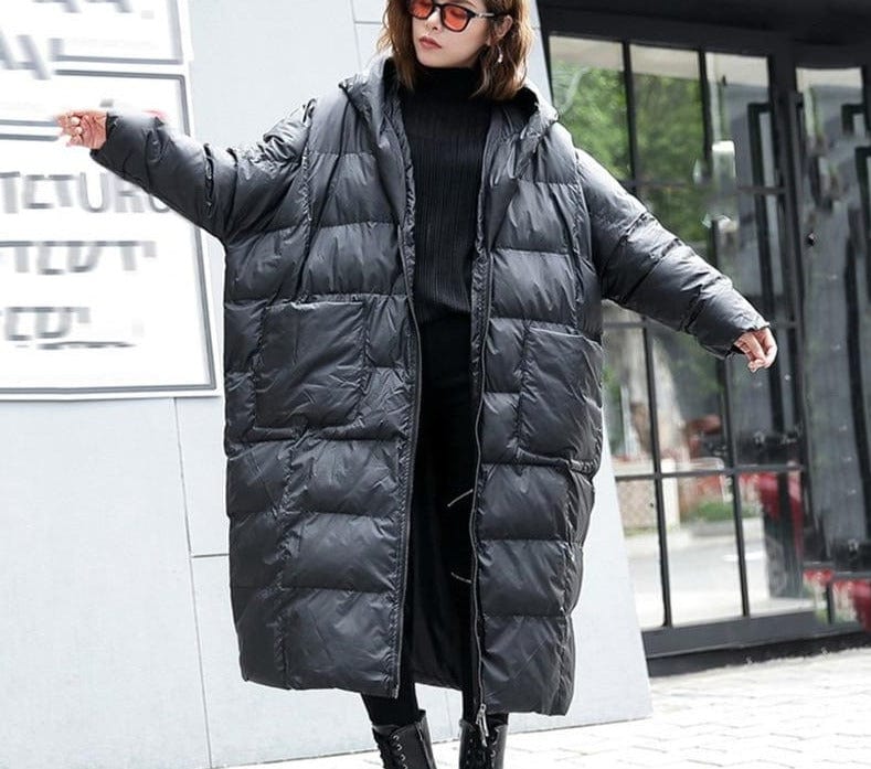 Oversized Long Hooded Cotton-padded Coat