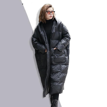 Black Cotton Padded Warm Loose Parka