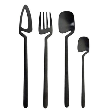 4pcs Black Tableware Cutlery Set - east2cart.uk