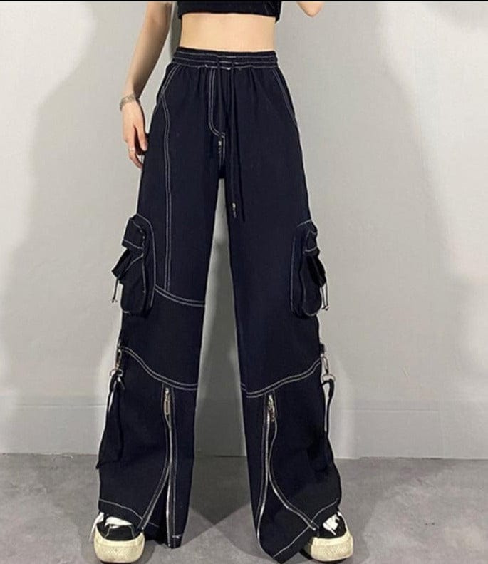 SHENGPALAE 2021 Autumn Women's Jeans Zipper High Waist Loose  Casual Cowboy Cargo Pants Fashion Wide Leg Denim Trousers ZC247 - east2cart.uk