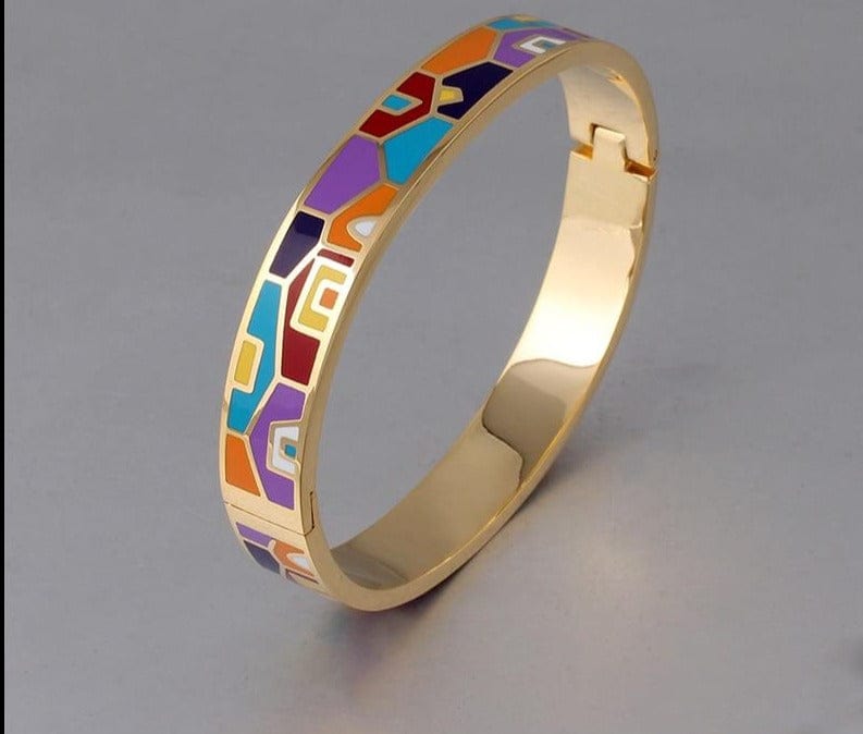 New Fashion Stainless Steel Open Bangle For Women Gold Geometric Colorful Enamel Painted Bangles  Wedding Jewelry - east2cart.uk