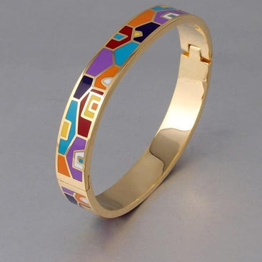 New Fashion Stainless Steel Open Bangle For Women Gold Geometric Colorful Enamel Painted Bangles  Wedding Jewelry - east2cart.uk