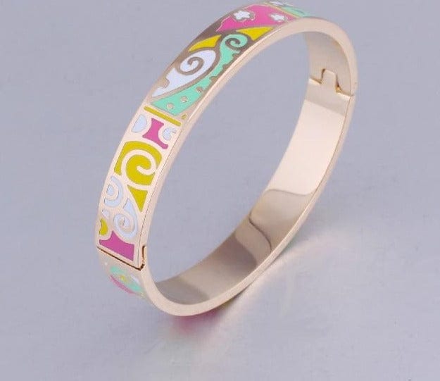 New Fashion Stainless Steel Open Bangle For Women Gold Geometric Colorful Enamel Painted Bangles  Wedding Jewelry - east2cart.uk