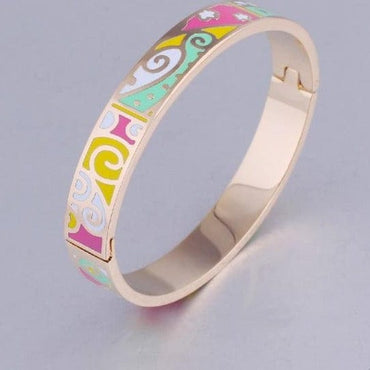 New Fashion Stainless Steel Open Bangle For Women Gold Geometric Colorful Enamel Painted Bangles  Wedding Jewelry - east2cart.uk