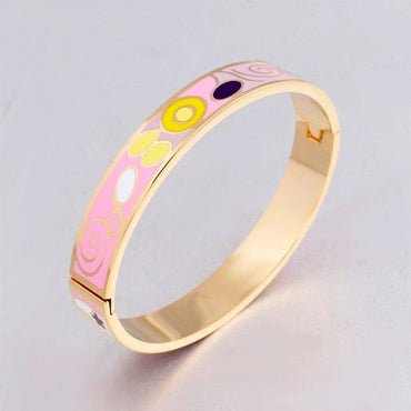 New Fashion Stainless Steel Open Bangle For Women Gold Geometric Colorful Enamel Painted Bangles  Wedding Jewelry - east2cart.uk