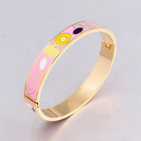 New Fashion Stainless Steel Open Bangle For Women Gold Geometric Colorful Enamel Painted Bangles  Wedding Jewelry - east2cart.uk