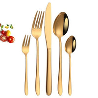 Stainless Steel Golden Cutlery Set Creative Silverware Dinnerware Set Fruit Fork Knife Tea Spoon Tableware For Kitchen Household - east2cart.uk