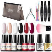 ROSALIND Nail Gel Manicure Set Lamp Gel Tools Kits For Nails Art UV Lamp Semi Permanent Nail Gel Polish Set With Base Top Coat - east2cart.uk