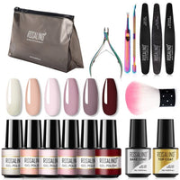 ROSALIND Nail Gel Manicure Set Lamp Gel Tools Kits For Nails Art UV Lamp Semi Permanent Nail Gel Polish Set With Base Top Coat - east2cart.uk
