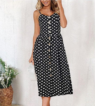 Vintage Casual Polka Dot Boho Sexy Floral Dress - east2cart.uk