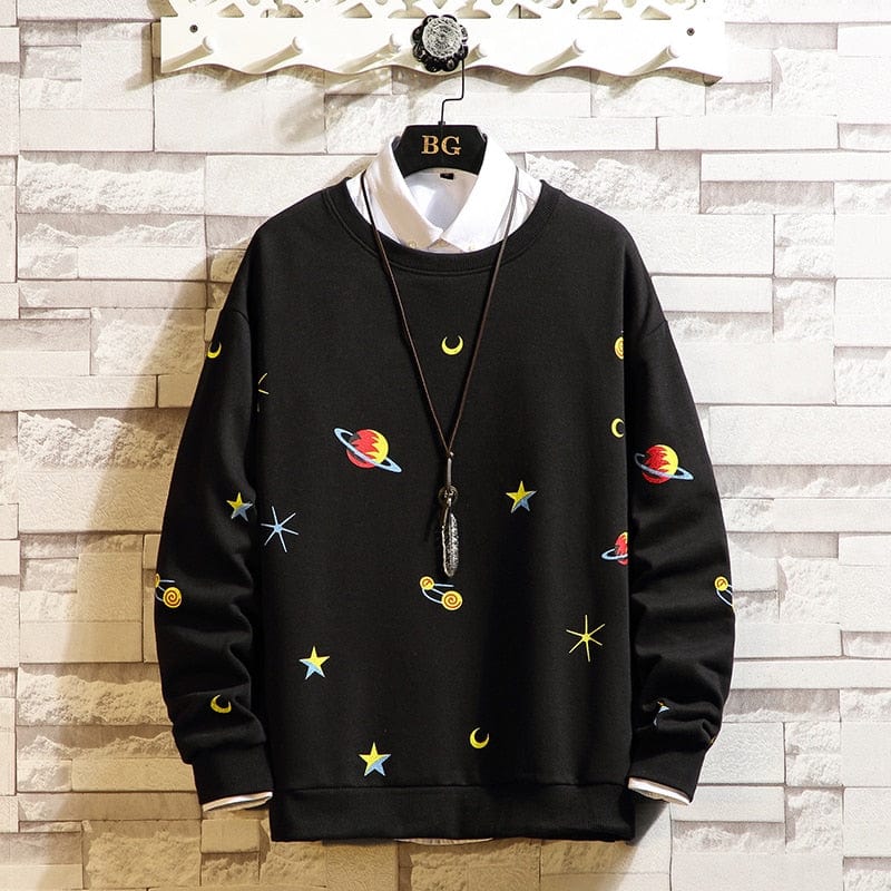 Black White Hip Casual Sweatshirt