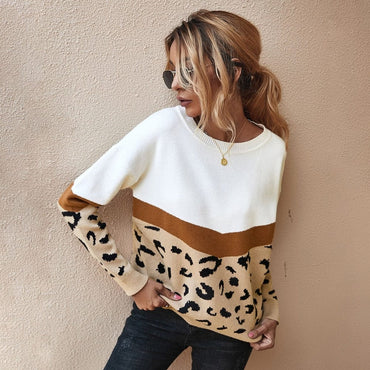 Leopard Print Knitted Sweater - east2cart.uk