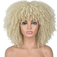 14"Short Afro Kinky Curly Wigs With Bangs - east2cart.uk