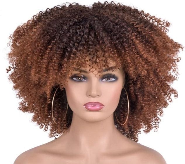 14"Short Afro Kinky Curly Wigs With Bangs - east2cart.uk