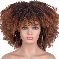 14"Short Afro Kinky Curly Wigs With Bangs - east2cart.uk