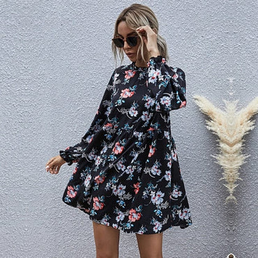 Full Sleeve High Waist Loose Print Dress - east2cart.uk