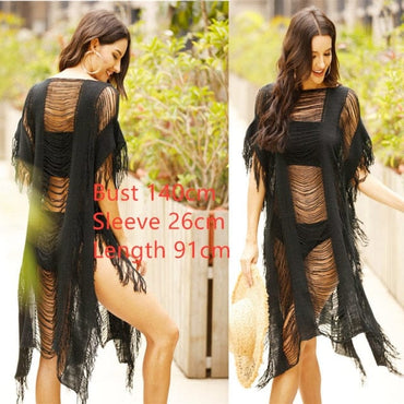 Sexy Beach Dress Women White Summer Beach Cover Up Crochet Beachwear Ladies Boho Bathing Suit Swim Cover-ups 2021 saida de praia - east2cart.uk